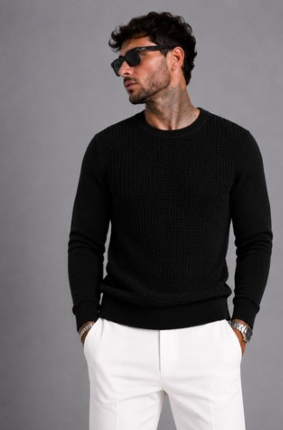 Strickpullover mit Rundhalsausschnitt