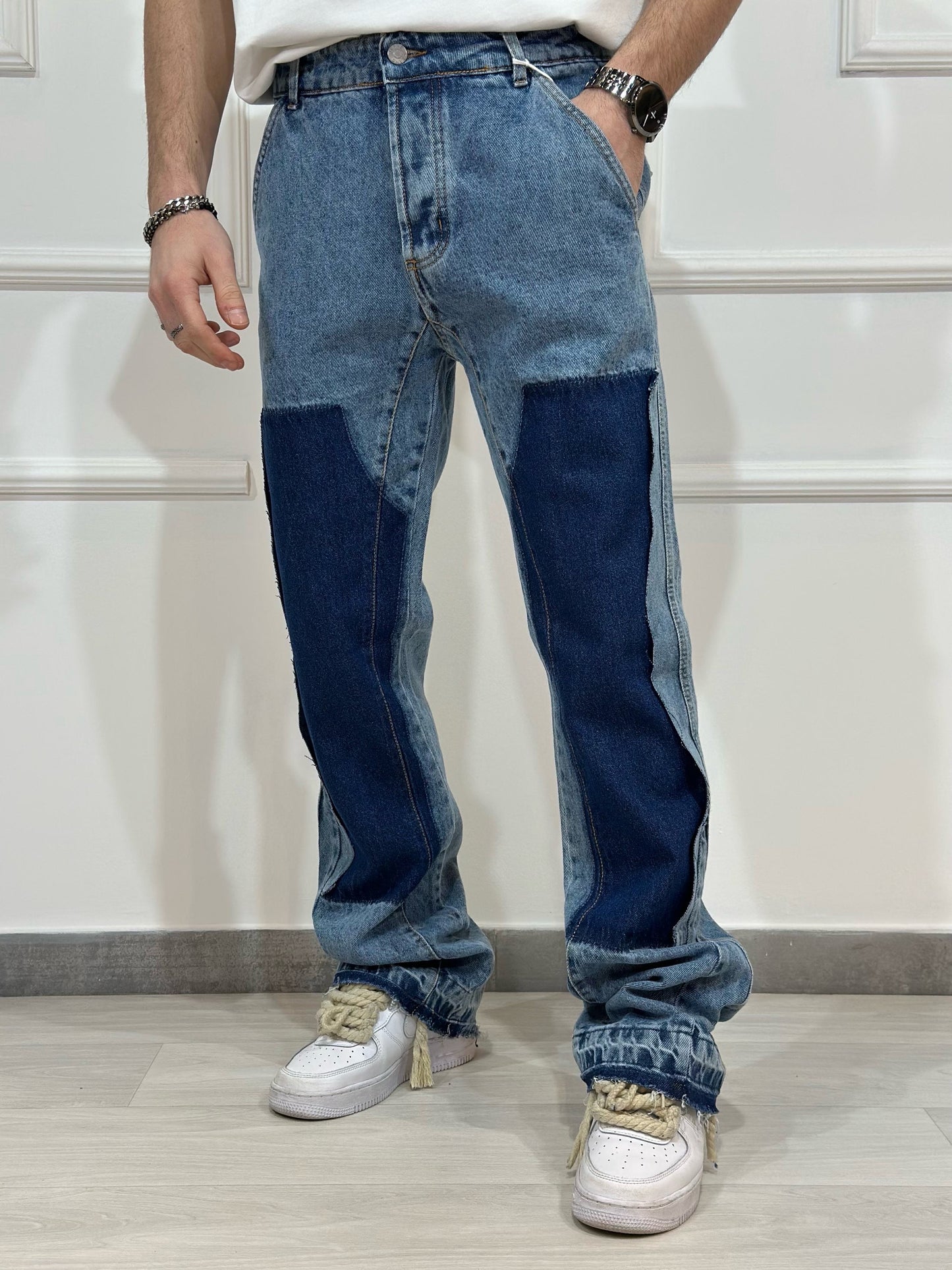 Straight Fit Patch Jeans