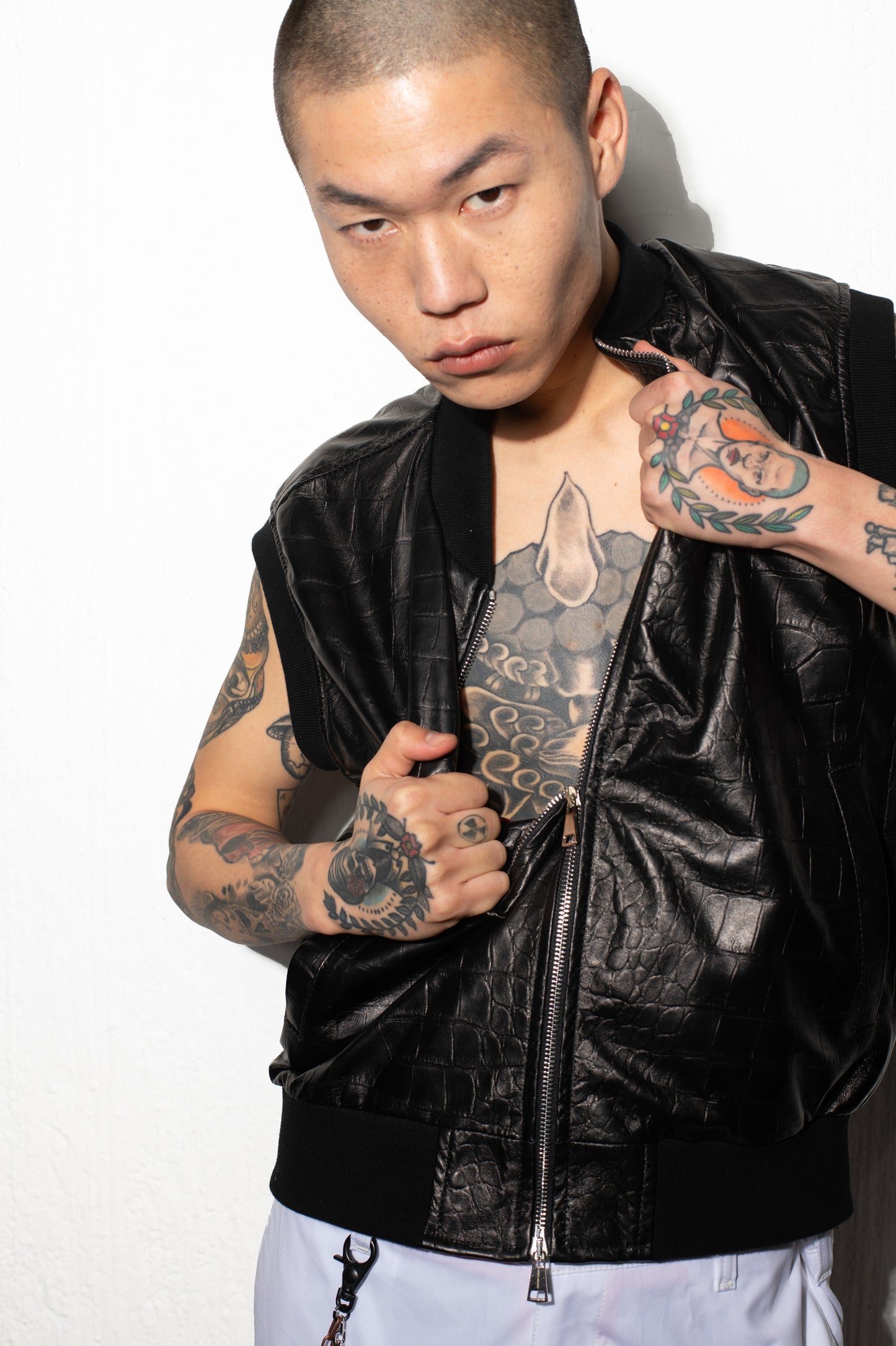 ADRIANO LANGELLA LEDER GILET