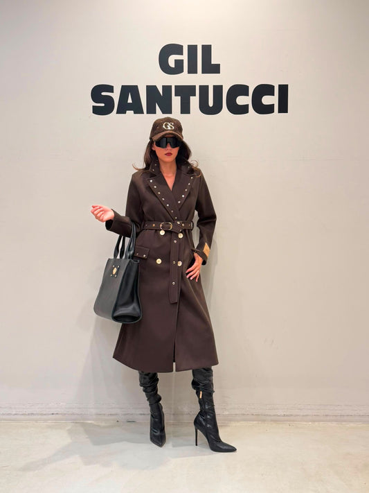 Eleganter Trenchcoat mit Gürtel und goldenen Details