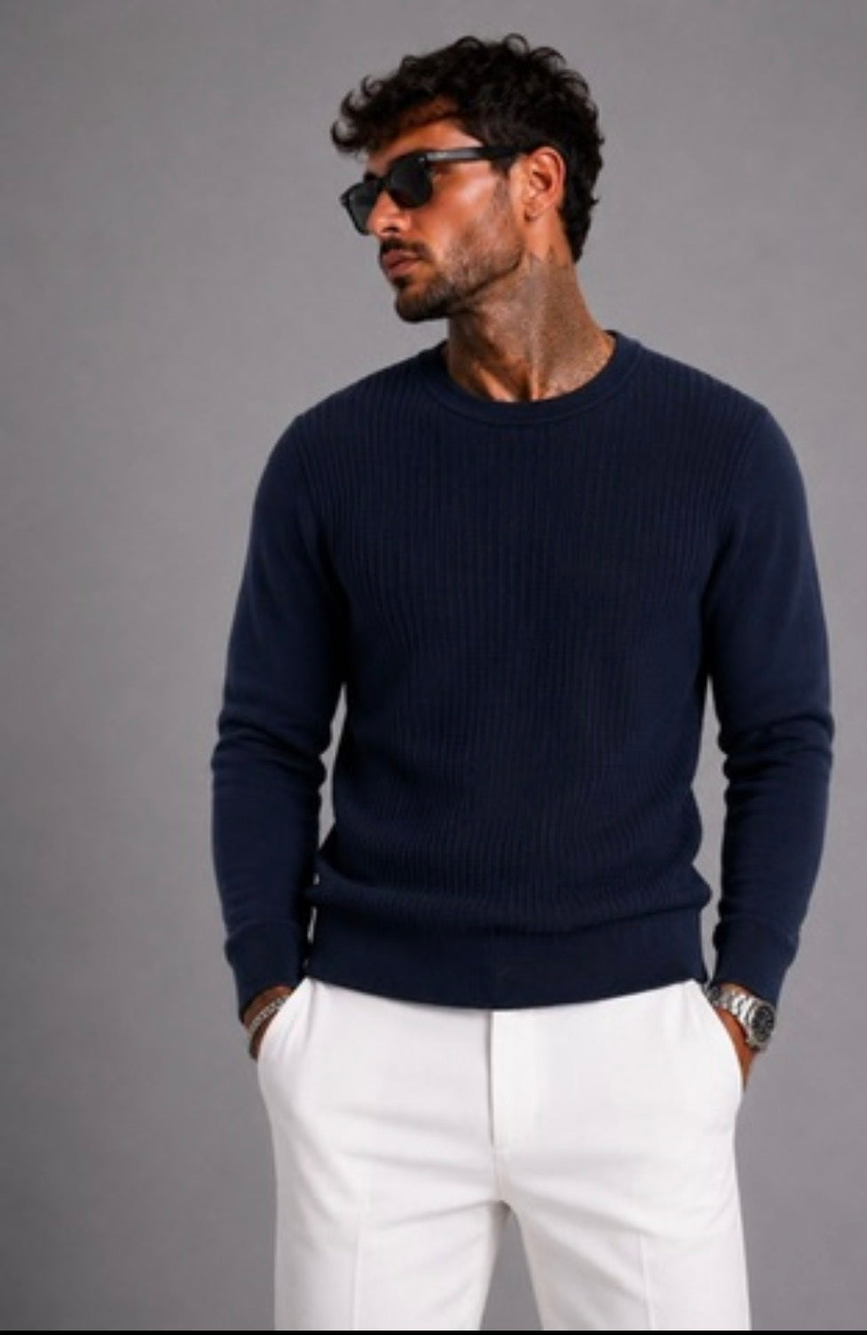 Strickpullover mit Rundhalsausschnitt