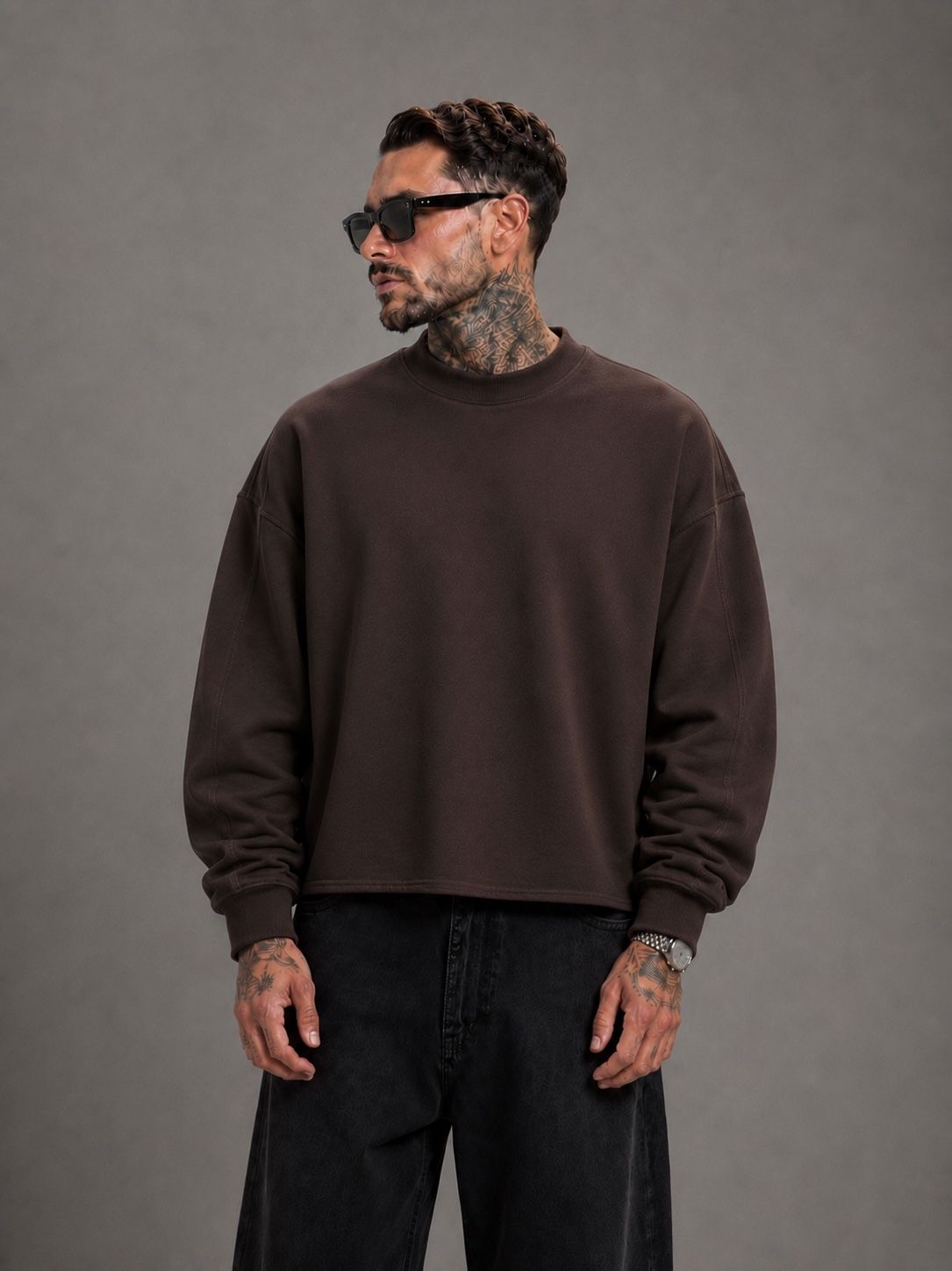 Oversize-Sweatshirt mit Raw-Cut-Saum