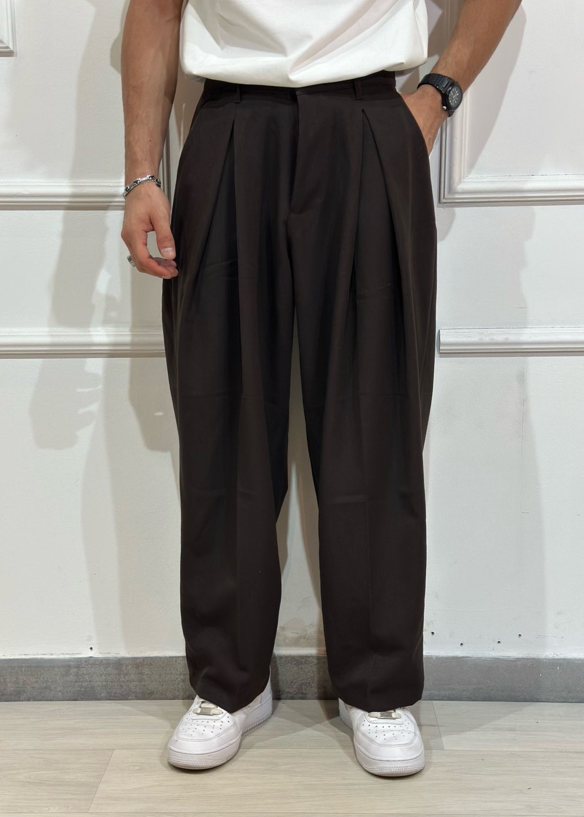 Wide-Leg-Hose Noir Pleat