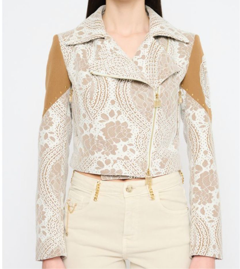 Gil Santucci lace jacket with suede￼