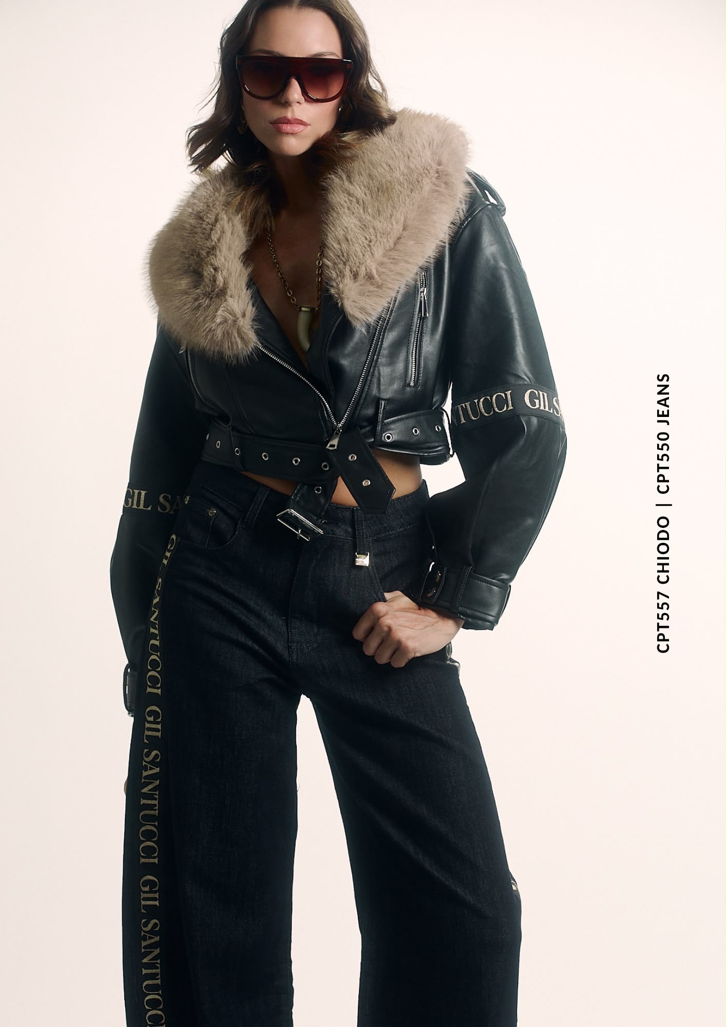 GIL SANTUCCI Bikerjacke mit Fellkragen