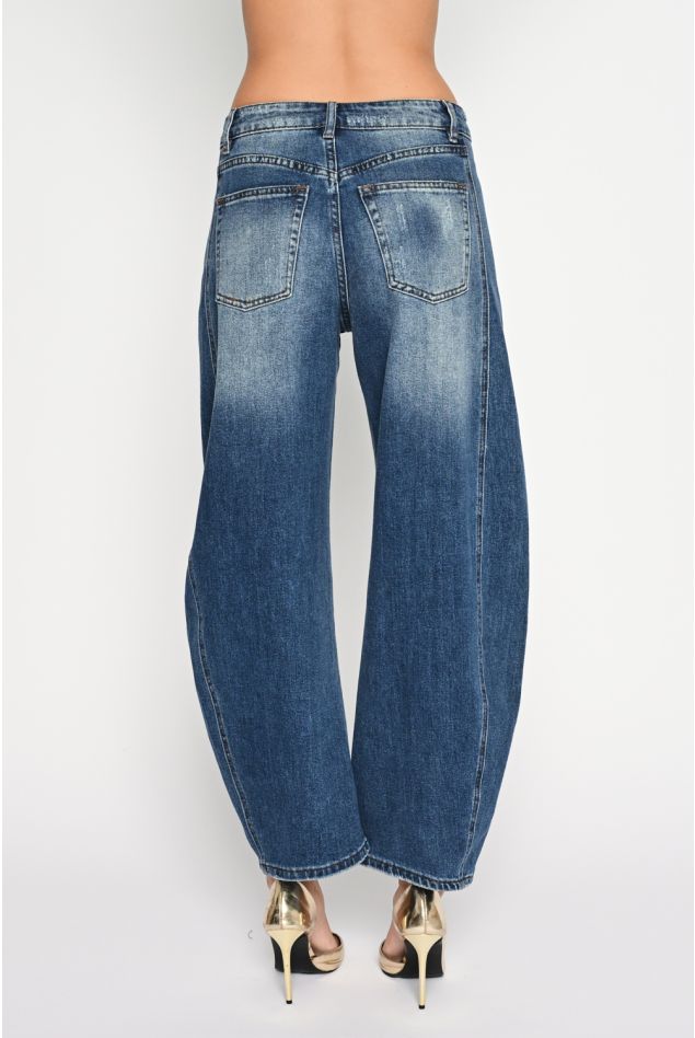 Wide-Leg Jeans mit funkelnden Strass-Details