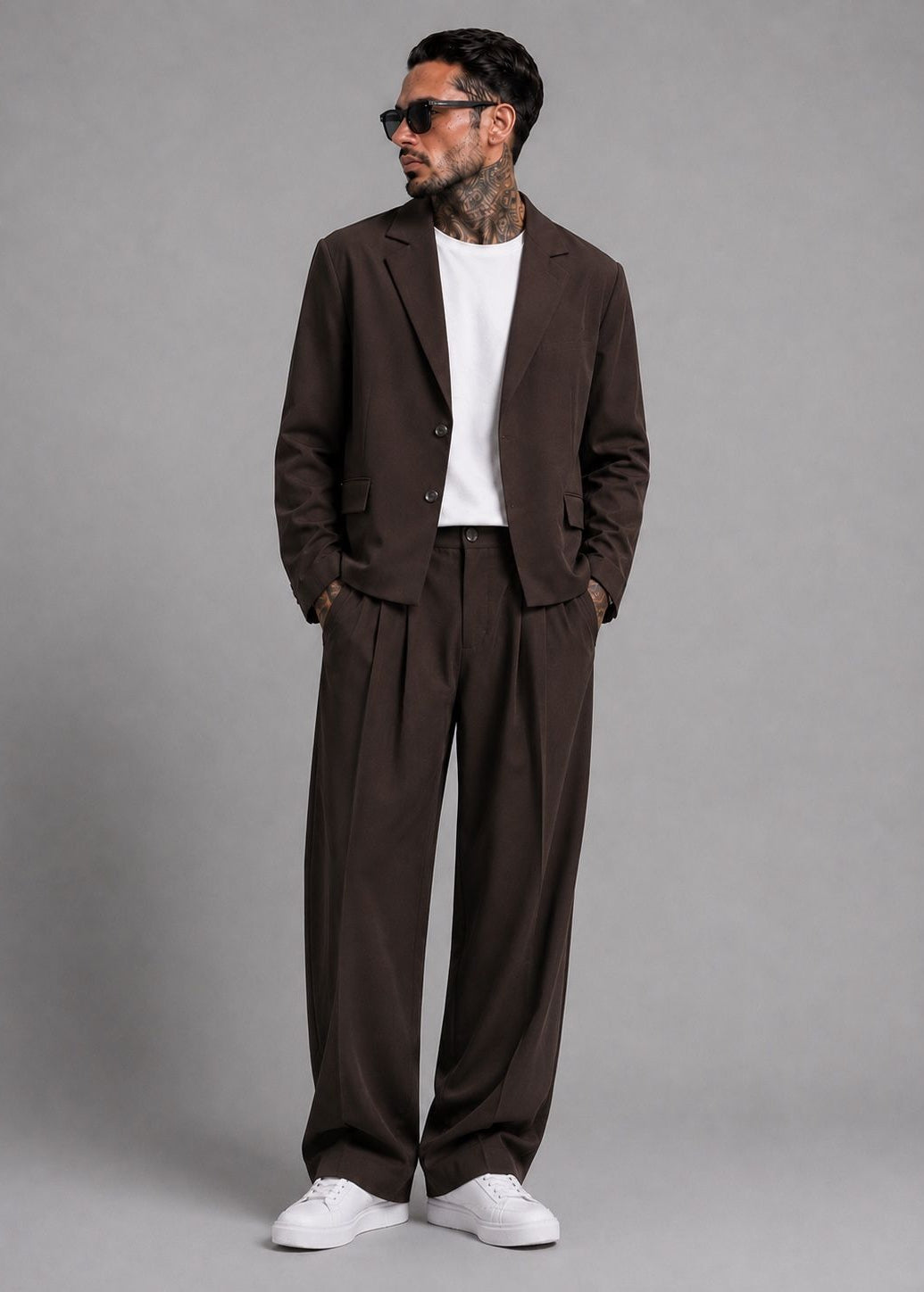 Zweiteiler mit Blazer und Wide-Leg-Hose