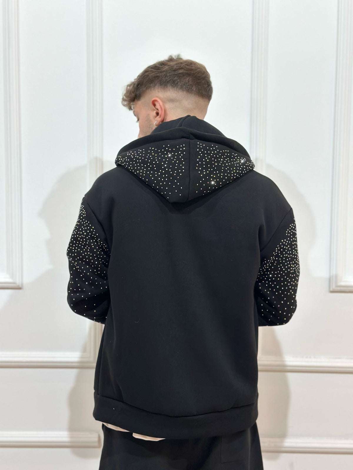 Zip Hoodie mit Strassdetails