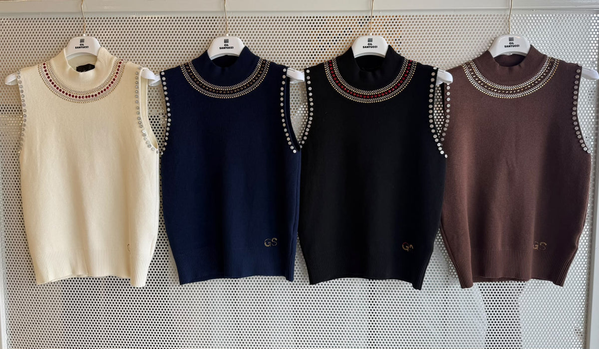 Elegantes Stricktop mit Strassdetails