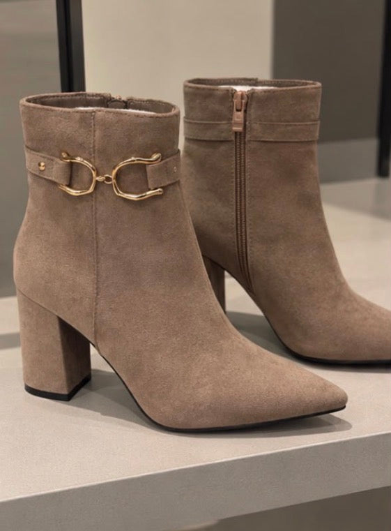 Khaki Ankle-Boots in Veloursoptik