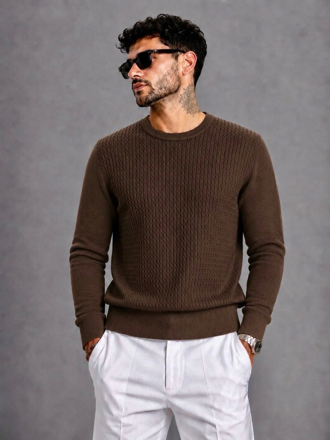 Strickpullover mit Strukturmuster