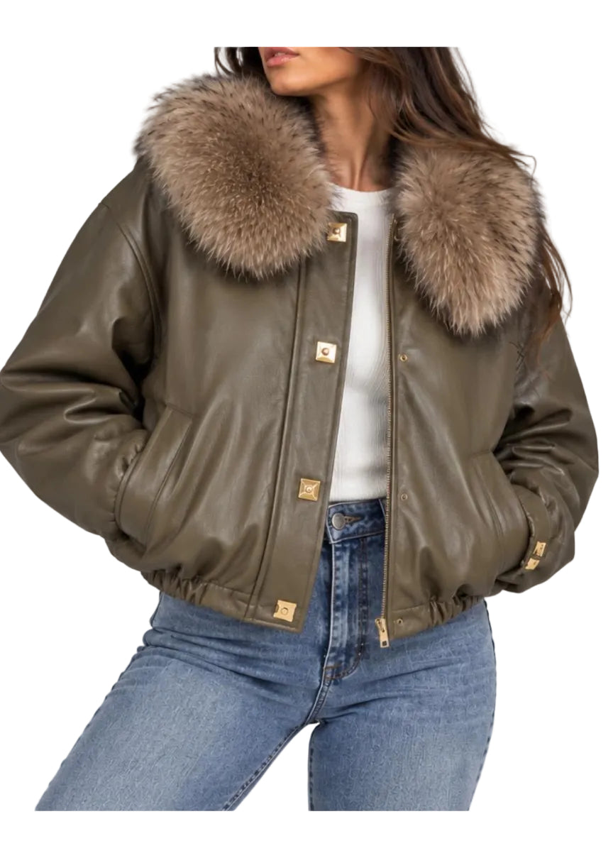Elegante Bomberjacke mit Fellkragen