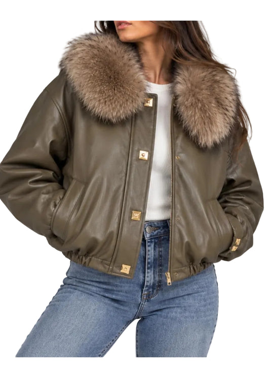 Elegante Bomberjacke mit Fellkragen