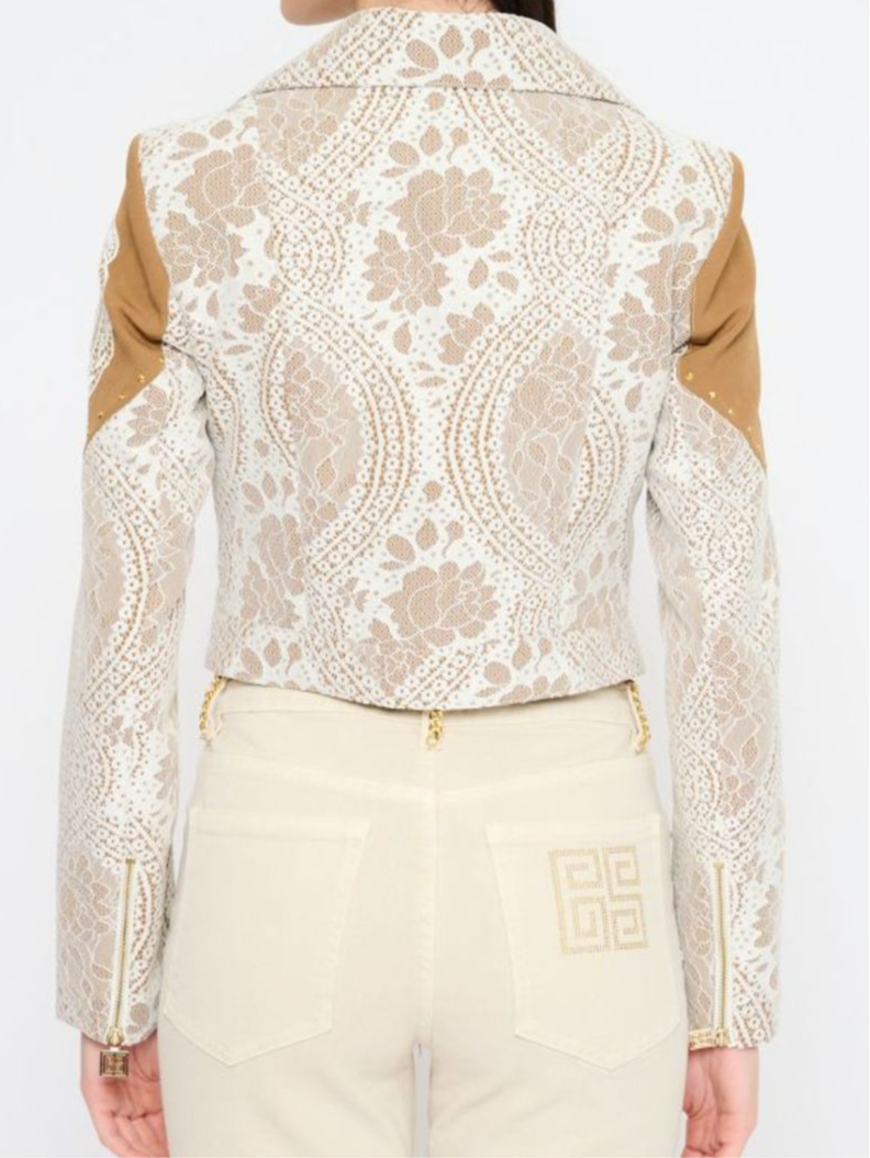 Gil Santucci lace jacket with suede￼