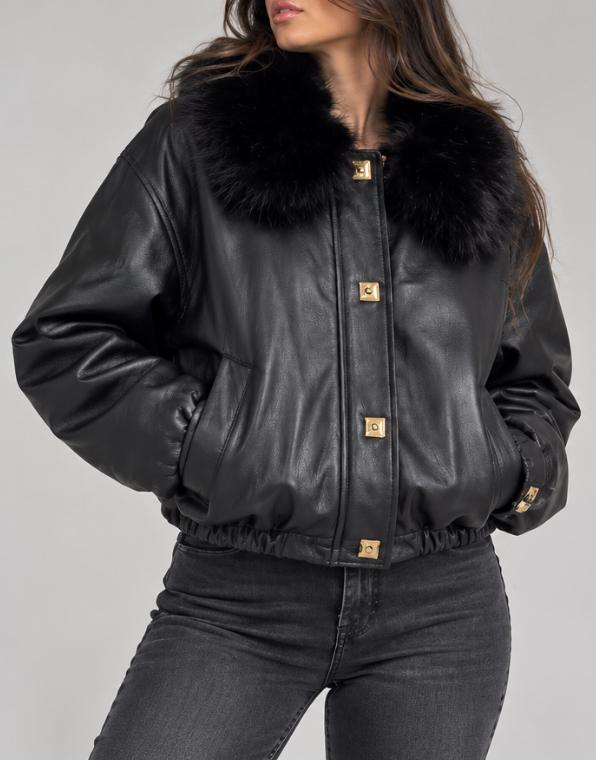Elegante Bomberjacke mit Fellkragen