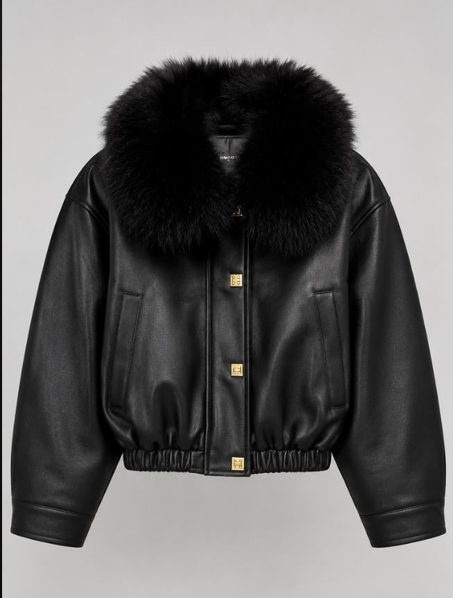 Elegante Bomberjacke mit Fellkragen