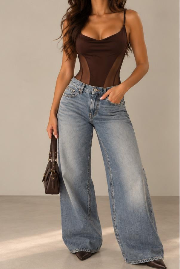 Body mit transparenten Mesh-Einsätzen
