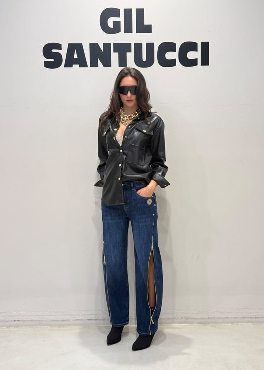 Wide-Leg Jeans mit Reissverschluss