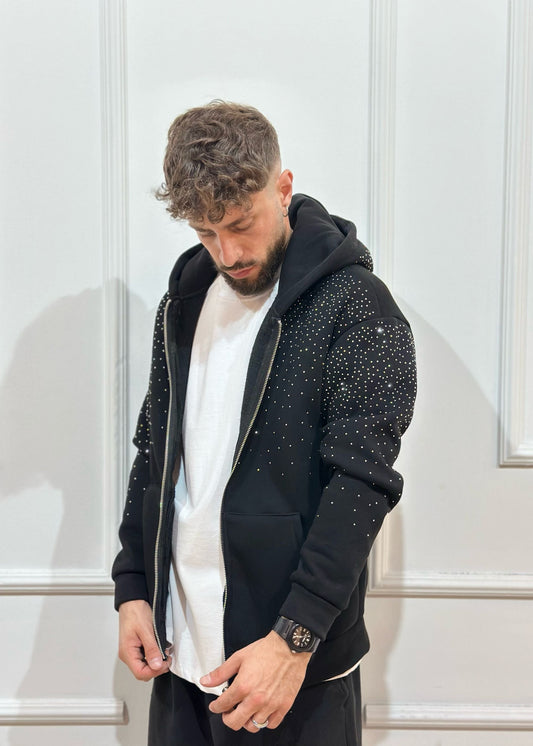 Zip Hoodie mit Strassdetails