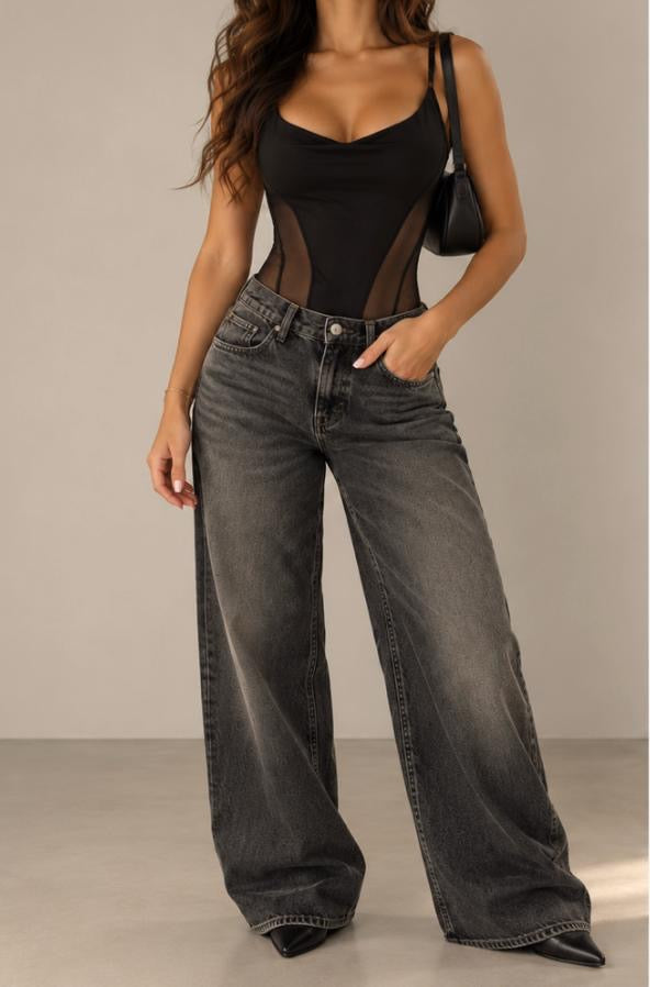 Body mit transparenten Mesh-Einsätzen