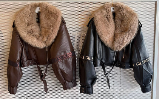 GIL SANTUCCI Bikerjacke mit Fellkragen