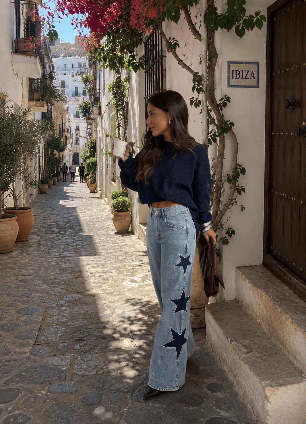 Jeans mit Stern Applikationen